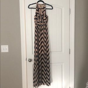 Tan and Black Maxi Dress